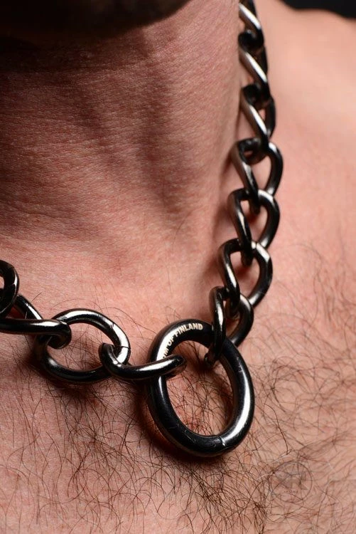 Bedroom Bondage Toys Extreme Sex Toys, Bondage, & Fucking Machines | ExtremeRestraintsStainless Steel Gunmetal Collar With Lock - Image 2