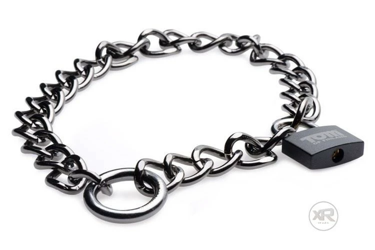 Bedroom Bondage Toys Extreme Sex Toys, Bondage, & Fucking Machines | ExtremeRestraintsStainless Steel Gunmetal Collar With Lock - Image 4