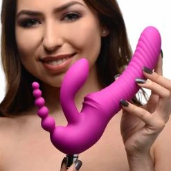Strapless Strap-Ons Extreme Sex Toys, Bondage, & Fucking Machines | ExtremeRestraintsRegal Rider Vibrating Silicone Strapless Strap On Triple G Dildo