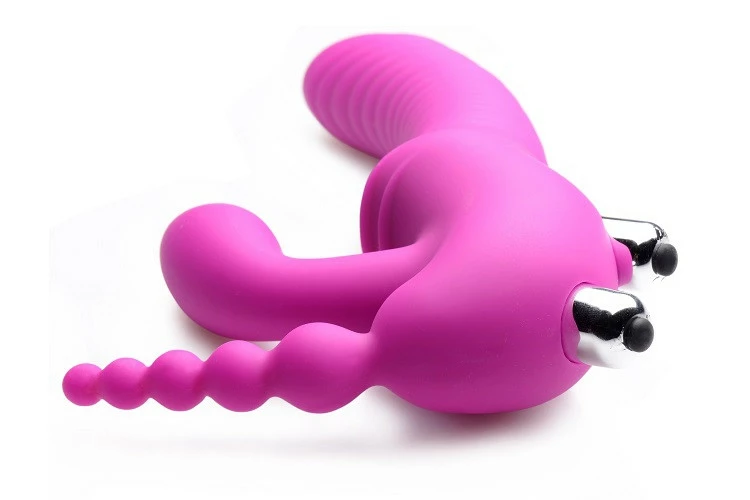 Strapless Strap-Ons Extreme Sex Toys, Bondage, & Fucking Machines | ExtremeRestraintsRegal Rider Vibrating Silicone Strapless Strap On Triple G Dildo - Image 4