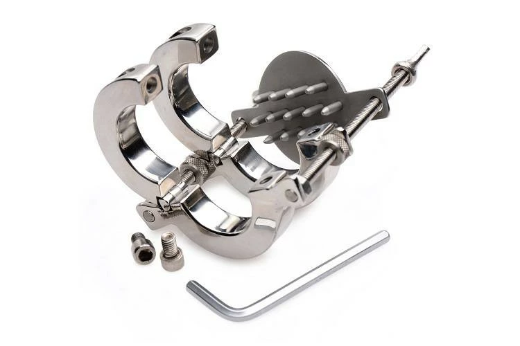 Ball Stretchers Extreme Sex Toys, Bondage, & Fucking Machines | ExtremeRestraintsStainless Steel Spiked CBT Ball Stretcher And Crusher - Image 4