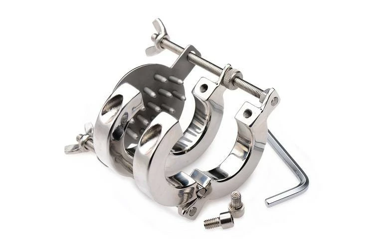 Ball Stretchers Extreme Sex Toys, Bondage, & Fucking Machines | ExtremeRestraintsStainless Steel Spiked CBT Ball Stretcher And Crusher - Image 5