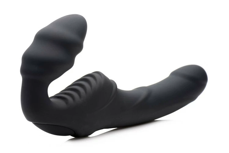Strapless Strap-Ons Extreme Sex Toys, Bondage, & Fucking Machines | ExtremeRestraintsSlim Rider Ribbed Vibrating Silicone Strapless Strap On - Image 8