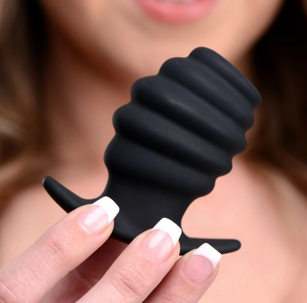 Master Series Extreme Sex Toys, Bondage, & Fucking Machines | ExtremeRestraintsHive Ass Tunnel Silicone Ribbed Hollow Anal Plug - Image 2