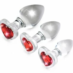 Booty Sparks Extreme Sex Toys, Bondage, & Fucking Machines | ExtremeRestraintsRed Heart Gem Glass Anal Plug Set