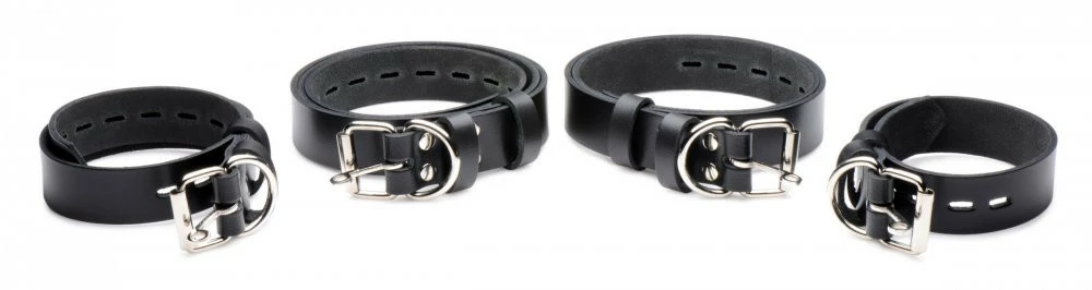 Wrist & Ankle Restraints Extreme Sex Toys, Bondage, & Fucking Machines | ExtremeRestraints4 Pack Leather Locking Bondage Straps - Image 3