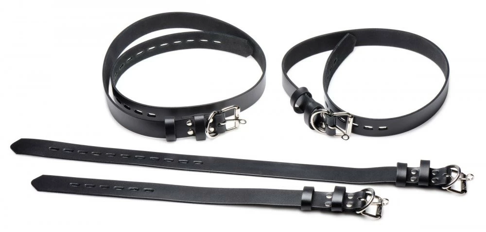 Wrist & Ankle Restraints Extreme Sex Toys, Bondage, & Fucking Machines | ExtremeRestraints4 Pack Leather Locking Bondage Straps - Image 5