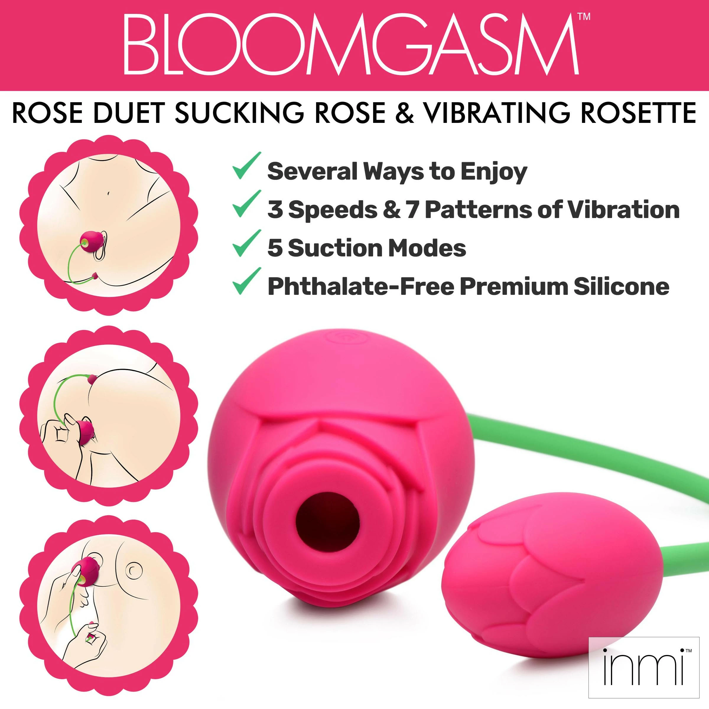 Rechargeable Vibrators Extreme Sex Toys, Bondage, & Fucking Machines | ExtremeRestraintsBloomgasm Rose Duet Sucking Rose And Vibrating Rosette - Image 2
