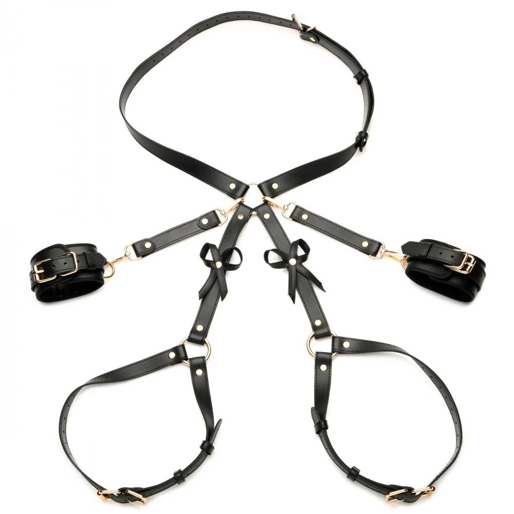 Wrist & Ankle Restraints Extreme Sex Toys, Bondage, & Fucking Machines | ExtremeRestraintsBlack Bondage Thigh Harness With Bows - Image 6
